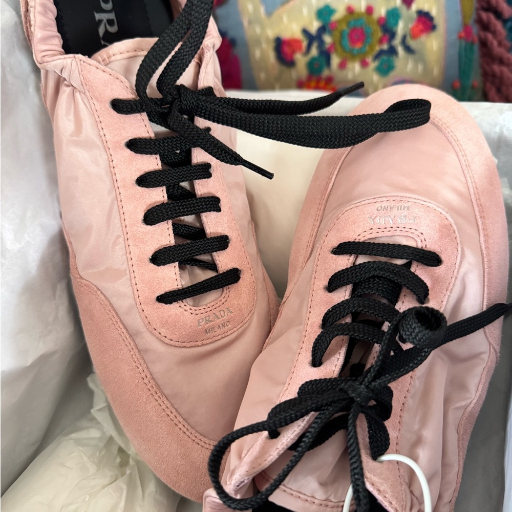 Prada Women's Collape Re-Nylon Suede Sneakers Size 41